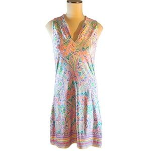 America & Beyond Sleeveless Shift Dress Tropical Floral Print EUC Size S